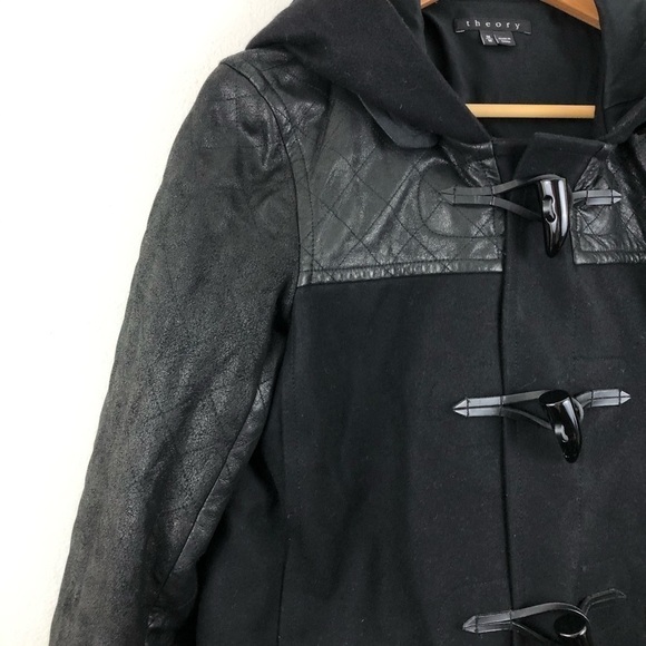 THEORY Marimba Wool Lamb Leather Coat M - Picture 7 of 8